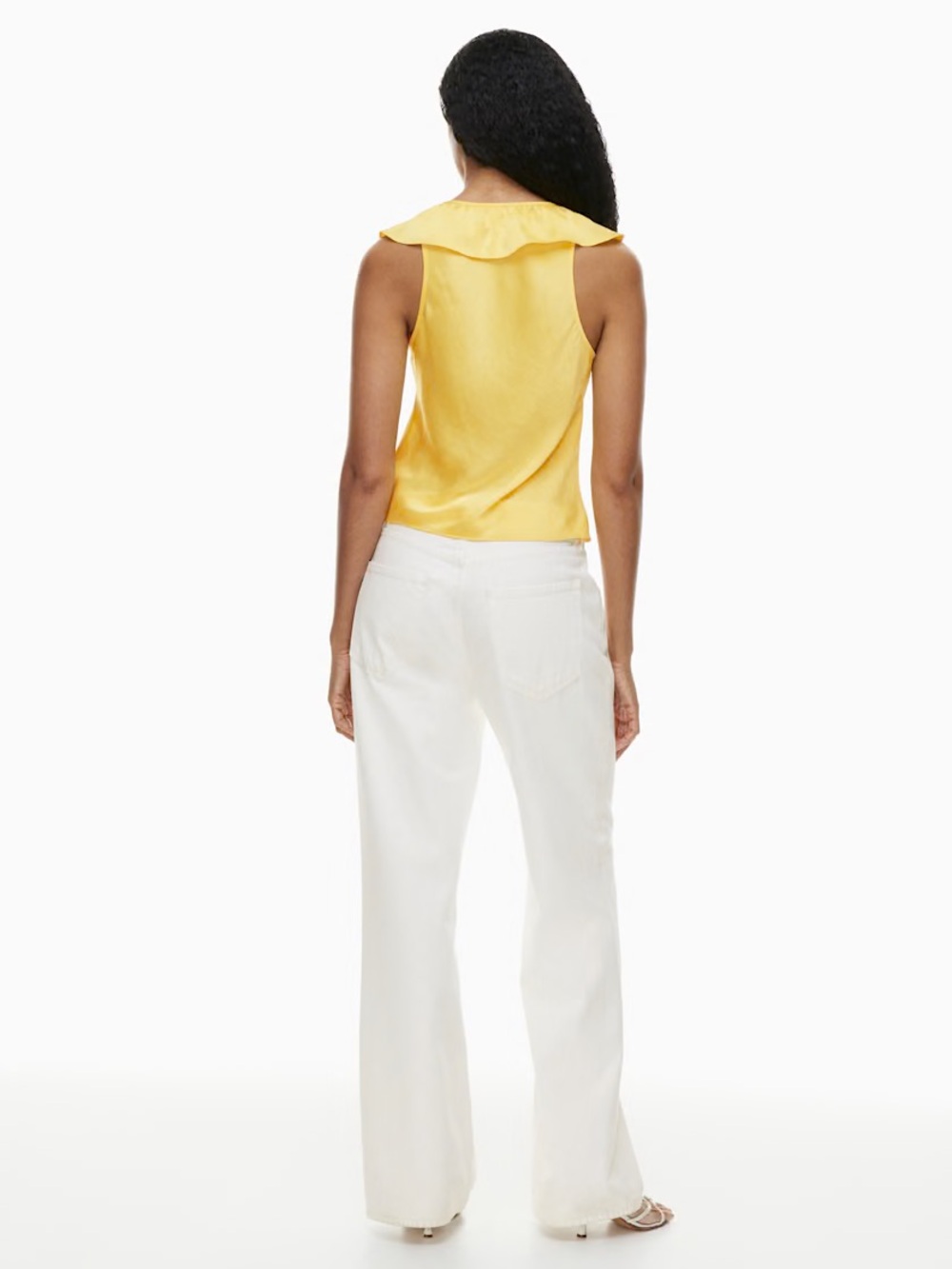 Aritzia Wilfred Tonka Yellow Satin Tie-Front Blouse Shirt Top - Picture 2 of 14